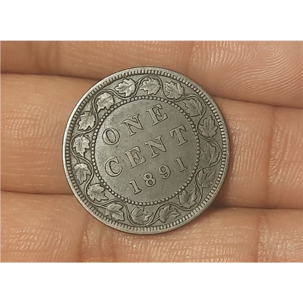 1891 Canadian Large One Cent Coin.
