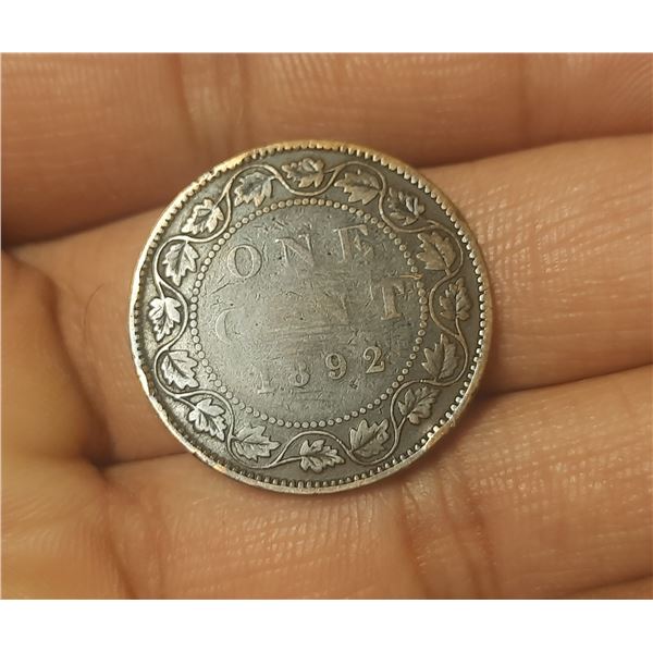 1892 Canadian Large One Cent Coin.