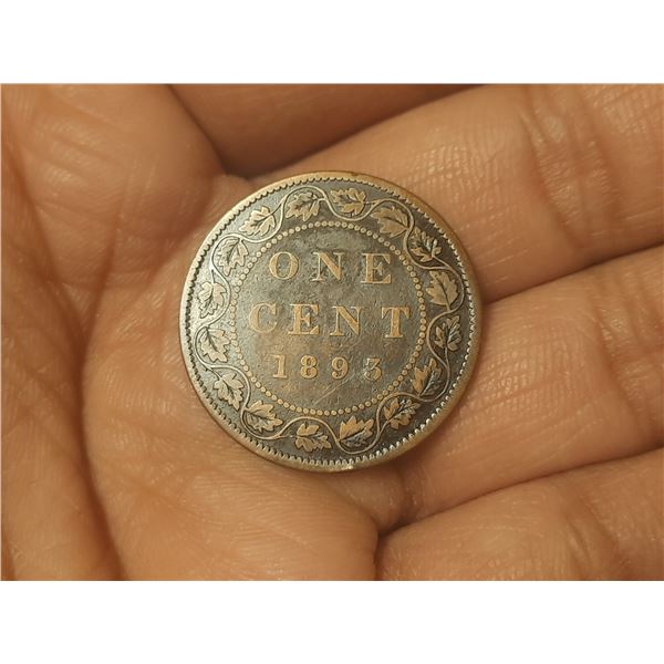 1893 Canadian Large One Cent Coin.