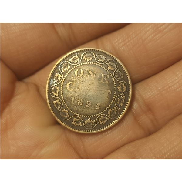 1894 Canadian Large One Cent Coin.