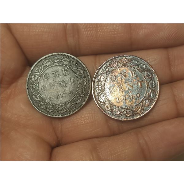 1899 and 1900 Canadian Large One Cent Coin.
