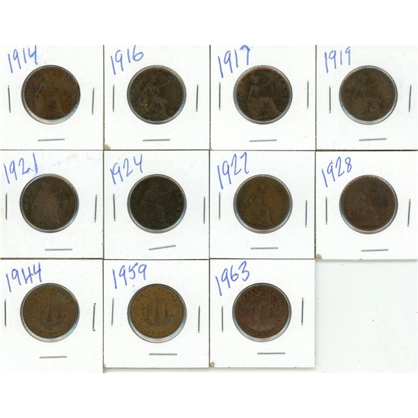 Lot of 11 British Half Penny.