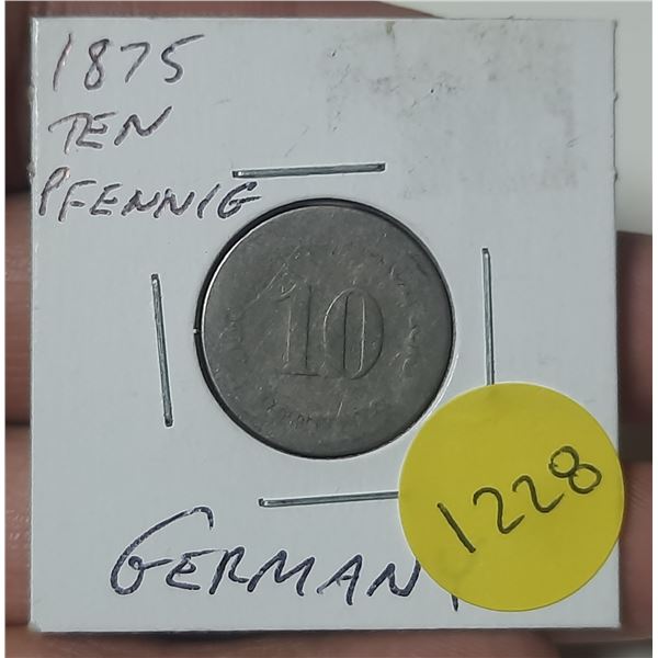 1875 Germany Ten Pfennig.