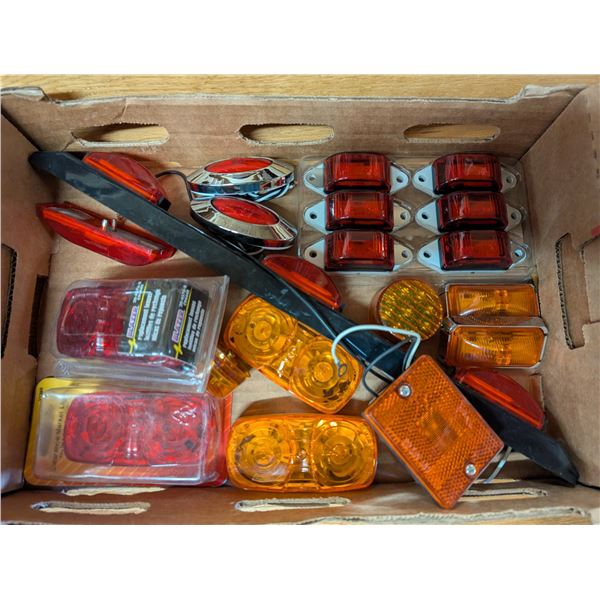 Box of Replacement Trailer Lights/Lenses/Etc. As Shown