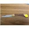 Image 2 : Stainless Steel Flip Out Knife w/ Wood Hand and Possible Brass