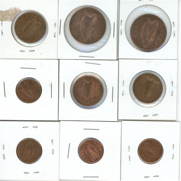 Lot of Irish Free State Bronze Coins 1928-1990