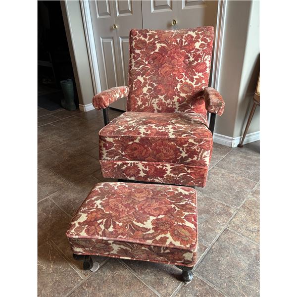 Velour Rose Rocking Armchair & Stool Set