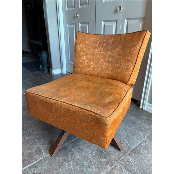 Orange Floral Swivel Chair