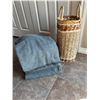 Image 2 : Basket Lot (2) with Wool Blankets (2)