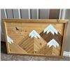 Image 1 : Wooden mosaic Art- framed Mountain scene