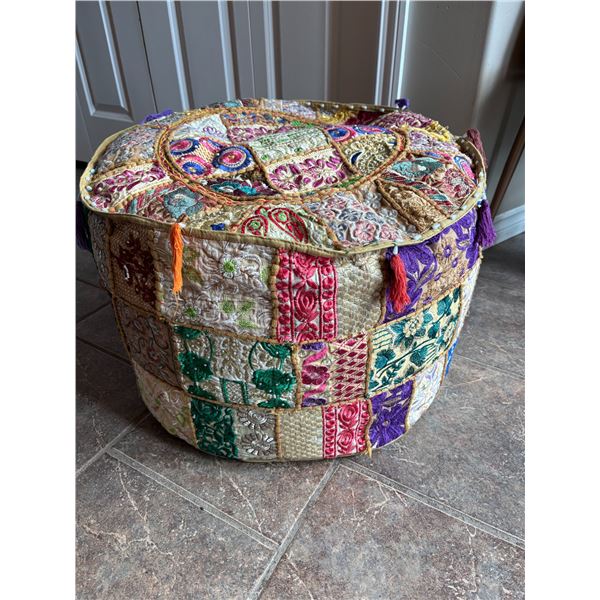 Handstitched, patchwork seating cushion/ footstool