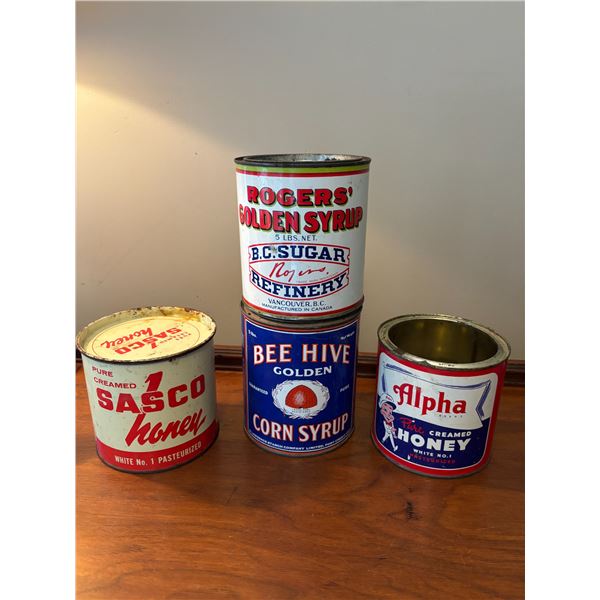 SASCO honey/ Beehive Honey/ Alpha Honey/ Rogers Syrup tin lot