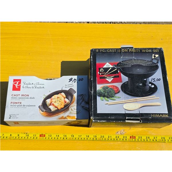 Cast iron dish and wok- new
