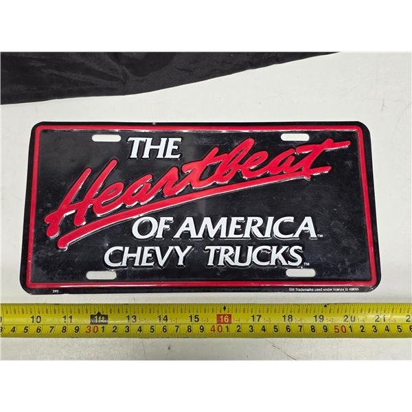 License plate-  the heartbeat of america- chevy trucks