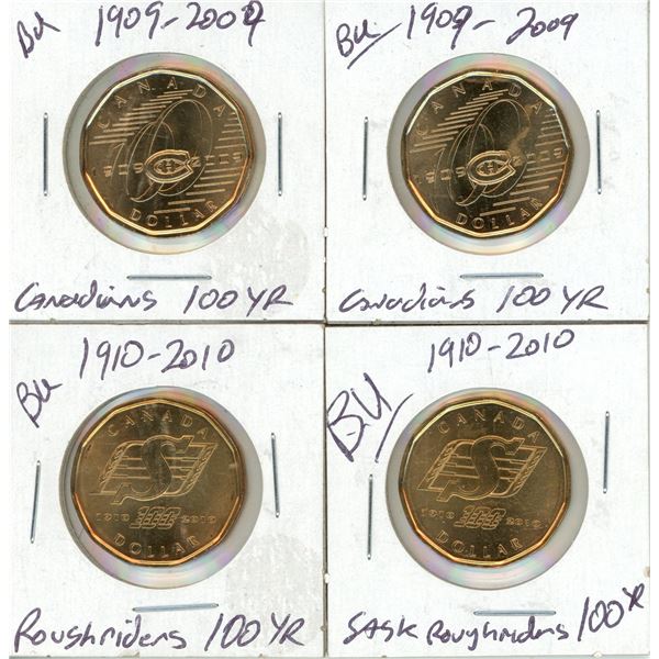 (2) 2009 Canadian 100th Anniversary of Montreal Canadians Hockey Team and (2) 2010 Canadian 100th An