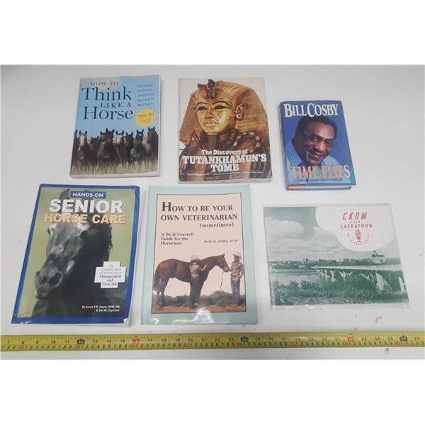 Vintage Post Card of CKOM 1340 Saskatoon Radio Station, Horse Books, Bill Cosky - Time Flies Book, e