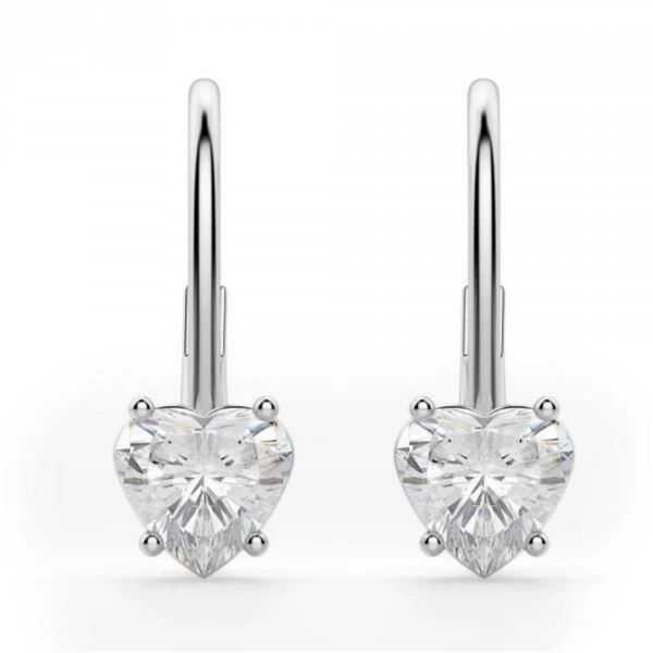 Gold & White Heart Diamond 7.25 Cts Earrings