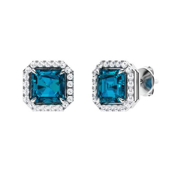Gold Natural London Topaz Diamonds EarStuds