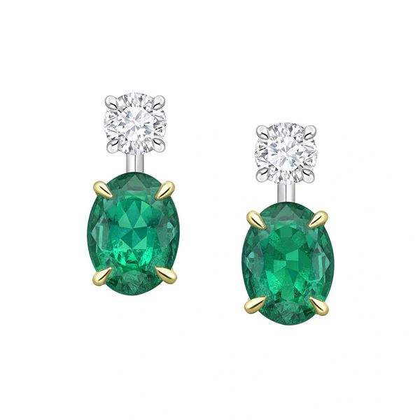 Emerald & Diamond 14k Gold Drop EarRing