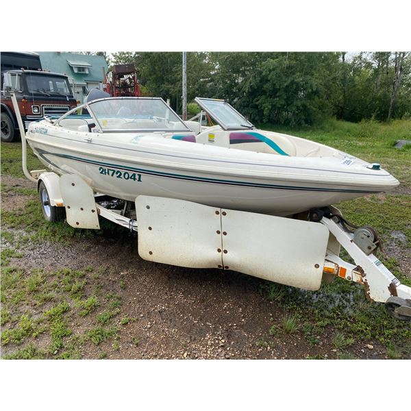 Glastron 18ft. Open Bow Boat c/w 90 h.p. Evinrude & 6 h.p. Evinrude c/w Trailer, SN. GLA12974C898, T