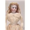 Image 8 : Antique 17" French Fashion doll with bisque head and shoulder plate on kid leather body. Threaded co