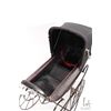 Image 2 : Vintage doll pram with metal wheels and leather leather lined interior with cloth bonnet, 16" long X