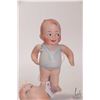 Image 2 : Two antique German dolls including small bisque head dream baby on cloth frog body with glass eyes, 