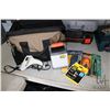 Image 1 : Selection of new in package items including digital plum measure, laser mouse, bullet level, voltage