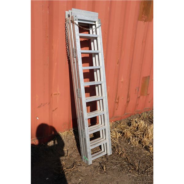 Folding aluminum ramp. Measures 44 1/2" wide and 69" long