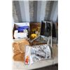 Image 1 : Selection of flooring tools including chisels, roller, knee pads, work belt, tile spacers, etc