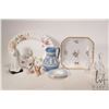 Image 1 : Selection of vintage porcelain and crystal including Wedgwood pitcher, 13" Royal Doulton "Covelly" p
