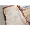 Image 2 : Two large trays of vintage table linens including cutwork, embroidered, damask cloths and napkins pl