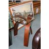 Image 1 : Modern glass top and bent wood based side table 24" in height