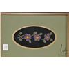 Image 2 : Two framed floral motif moose tuftings. Overall dimensions 9" X 8 and 12" X 9"