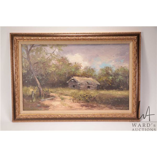 Rose Leonard original acrylic on board titled on verso "Just in Memory". 14" X 22"