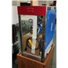 Image 2 : Cretors popcorn machine 27" H X 20" W X 14" D, in unused condition, sitting on 23" H shop made two d