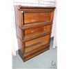 Image 1 : Three section quarter cut oak lawyer's stacking bookcase, includes base and top, made by the Globe- 