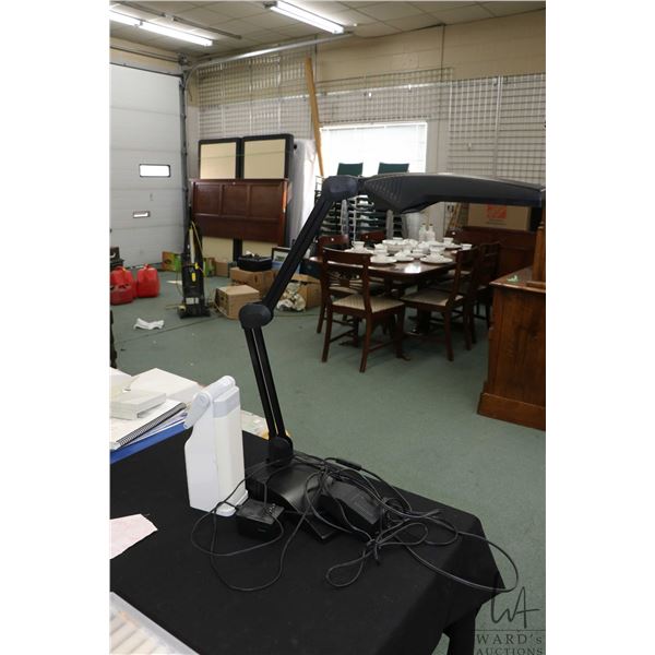 Two adjustable Ott lights including desk light with weighted base and a model V49112 portable lamp