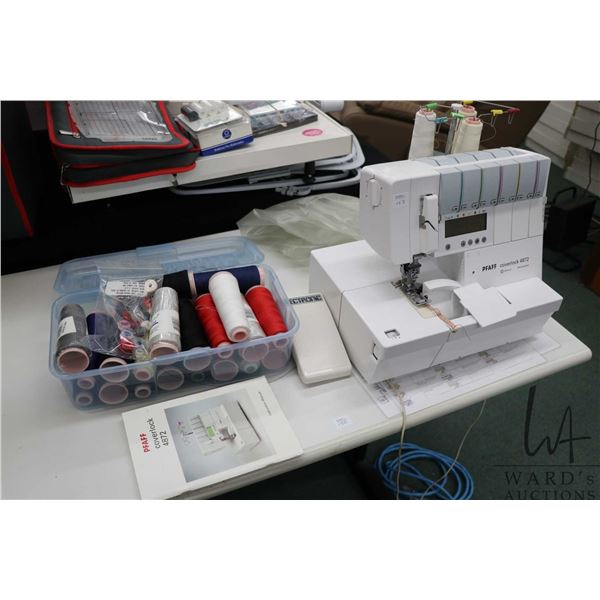 Pfaff Coverlock 4872 five thread serger, includes dust cover and a selection of thread cones, workin
