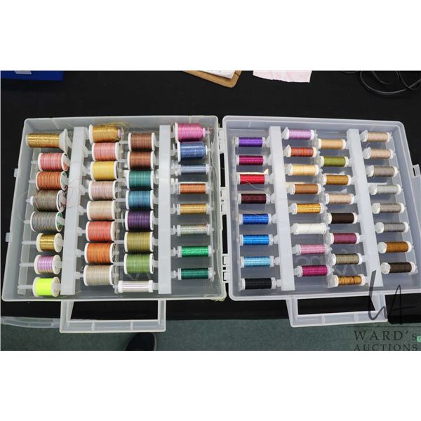 Sixty four spools of sewing thread including Gutermann and Sulky including metallics and varigated