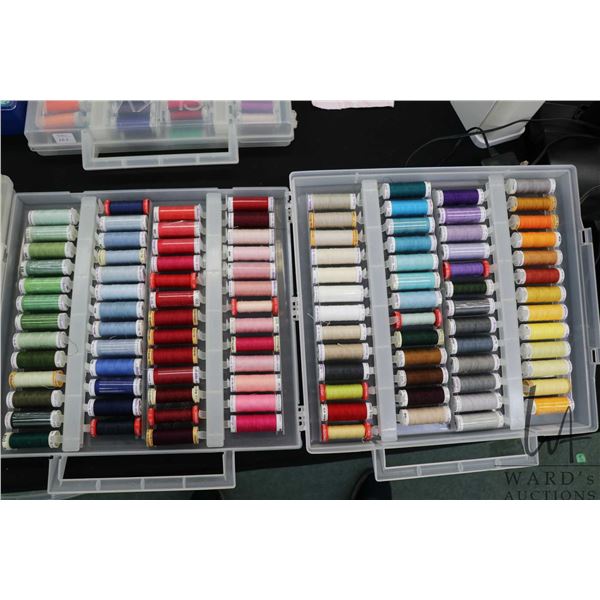 Approximately 100 spools of Gutermann and Mettler sewing thread