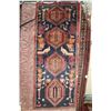 Image 1 : 100% hand made Iranian carpet runner "Ardebil" with birds and multiple medallions, blue background a