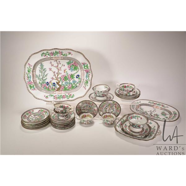 Selection of Coalport Indian Tree tableware including 16" and 12" platters, double handled snack tra