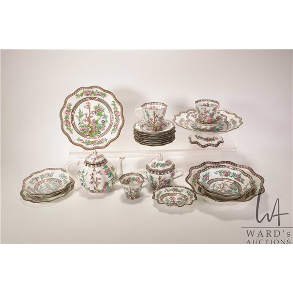 Selection of Coalport Indian Tree scalloped edge China tableware including 9 1/2" diameter comport, 