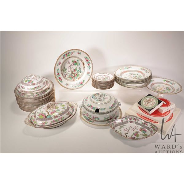 Large selection of Copeland Spode plus unmarked Indian Tree tableware including lidden muffineer, 13