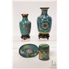 Image 1 : Four small pieces of cloisonne including 6" and 7" vases, etc