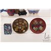 Image 2 : Selection of cloisonne including 8 1/2" high vase, match stick holder, small plates, etc