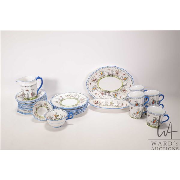 Selection of Royal Stafford dining pieces featuring hand painted butterflies and bird including seve