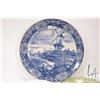 Image 4 : Large blue and white Delft charger 15" in diameter, unmarked plate and an antique hand enameled gree