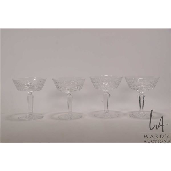 Four signed Waterford "Lismore" champagne/ Sherbet glasses